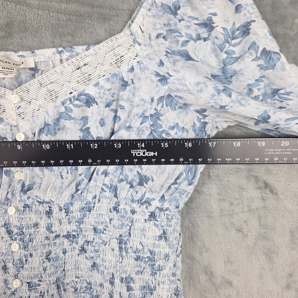 American Eagle Top Medium‎ Babydoll Lace Crop Cottagecore Floral Fairy Milkmaid - Picture 5 of 9